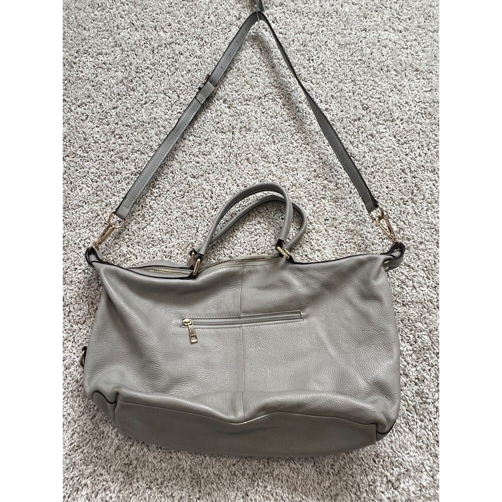 ORA DELPHNE leather Satchel light Gray LG Top Handles/Shoulder Strap - Picture 6 of 14